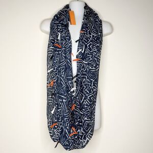 Evelyn K New York Infinity Scarf Blue White Fringe Lightweight Tassels New